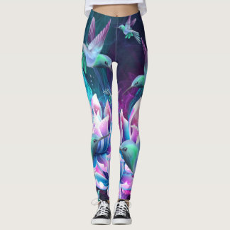 Lotus Flowers And Hummingbirds CBDOilPrincess Leggings