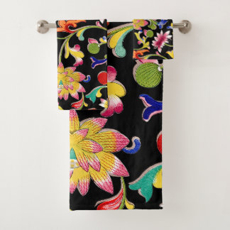 Lotus Flowers and Vine Bath Towel Set