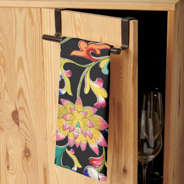 Lotus Flowers and Vine Tea Towel (Thirds Fold)