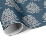 Lotus FLowers Blue Silver Holiday Gift Wrapping Paper<br><div class="desc">Hope you like this fun wrapping paper! Check my shop for more colours and patterns! Also please carefully note how Zazzle prints the pattern and make sure the size is ok for your needs. They repeat the pattern each 36" so it may not line up for your purposes. This is...</div>
