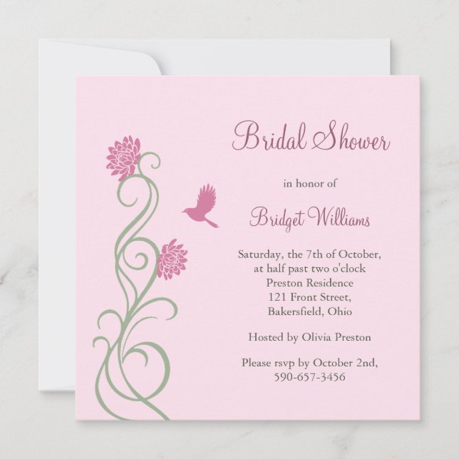 Lotus Flowers Bridal Shower (pink) Invitation (Front)