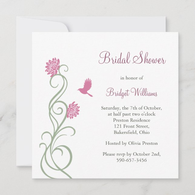 Lotus Flowers Bridal Shower (white) Invitation (Front)