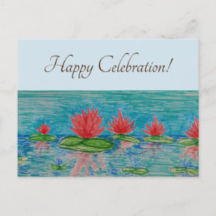 Lotus flowers Drawing Postcard