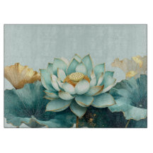 Lotus Flowers Green and Gold