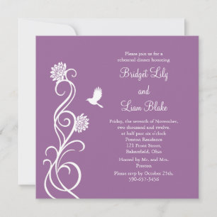 Lotus Flowers Rehearsal Dinner (dark purple) Invitation