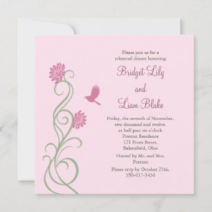Lotus Flowers Rehearsal Dinner (pink) Invitation