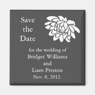 Lotus Flowers Save the Date Magnet (grey)
