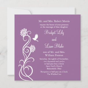 Lotus Flowers Wedding Invitation (dark purple)