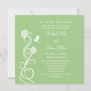 Lotus Flowers Wedding Invitation (green)