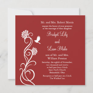 Lotus Flowers Wedding Invitation (red)
