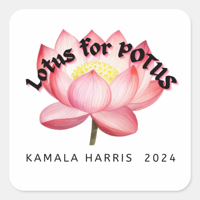 Lotus For POTUS Harris Election Square Sticker (Front)