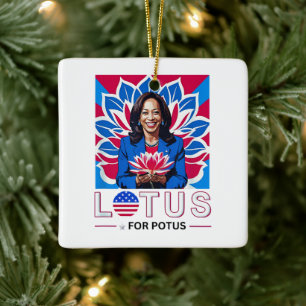Lotus for Potus Kamala Harris President Campaign Ceramic Ornament