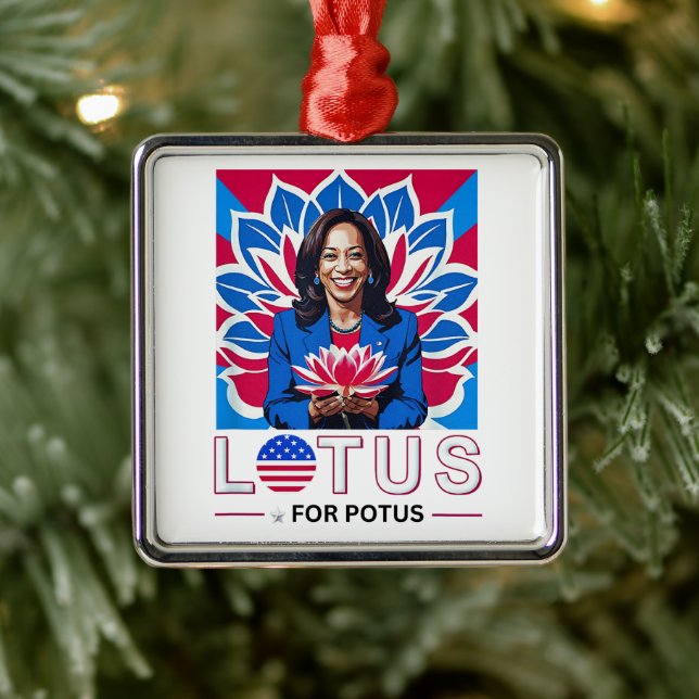 Lotus for Potus Kamala Harris President Campaign Metal Tree Decoration (Tree)