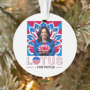 Lotus for Potus Kamala Harris President Campaign Ornament