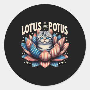 Lotus For Potus Us Flag Cat Lovers Kamala Harris  Classic Round Sticker