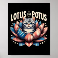 Lotus For Potus Us Flag Cat Lovers Kamala Harris 