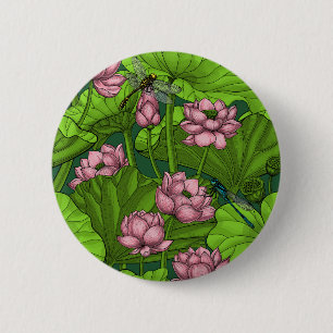 Lotus garden 6 cm round badge