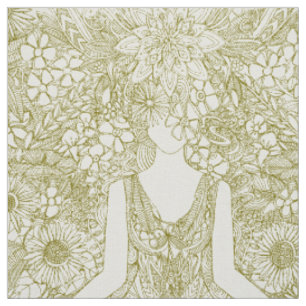 lotus garden vintage bronze yoga floral fabric