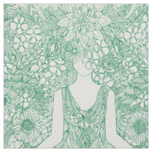 lotus garden vintage green yoga floral fabric