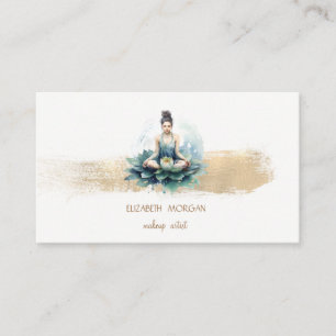 Lotus Girl Gold Foil Brush Stroke,White Business Card