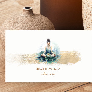 Lotus Girl Gold Foil Brush Stroke,White Business Card