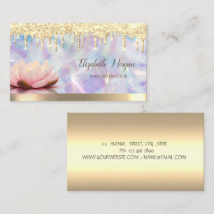 Lotus Gold Drips,Cool Holographic Yoga Business Card