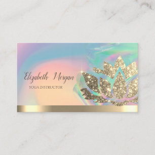 Lotus Gold Stripe Holographic Ink Colourful Yoga Business Card