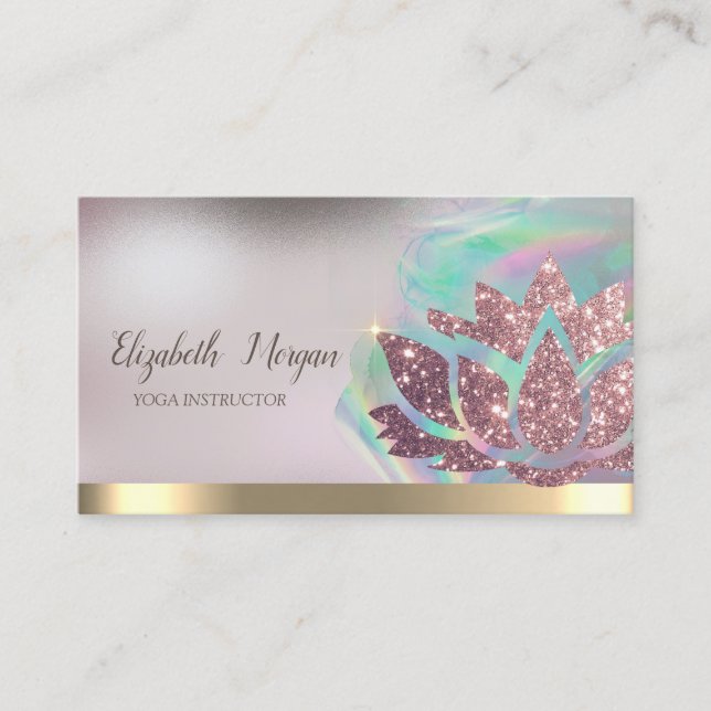  Lotus Gold Stripe Holographic Ink  Yoga  Business Card (Front)