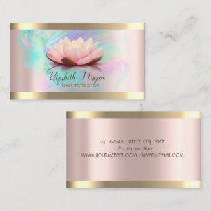 Lotus Gold Stripe Rose Gold Holographic Ink Yoga Business Card