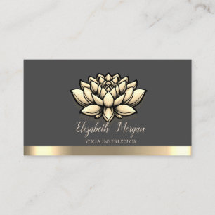 Lotus Gold Stripe Yoga Instructor Business Card