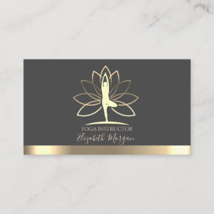 Lotus,Gold Women Silhouette, Yoga Instructor Business Card