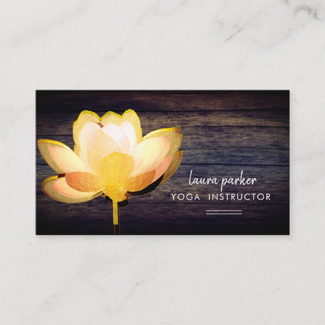 Lotus Gold Yoga Instructor Meditation Zen  Wood Business Card (Front)