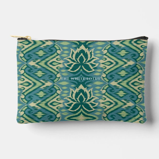 Lotus Ikat Pattern - The White Lotus Accessory Pouch (Front)