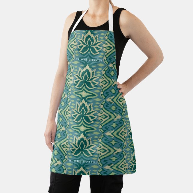 Lotus Ikat Pattern - The White Lotus Apron (Insitu)