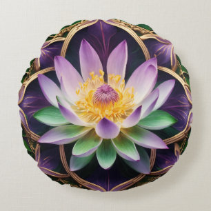 Lotus Illumination Design Round Pillow