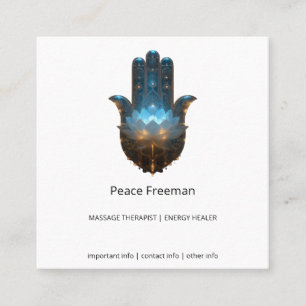 Lotus Illumination Hamsa Hand Design Square Business Card
