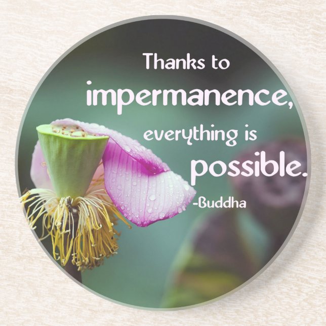 Lotus/Impermanence-Buddha's Teaching Quote Coaster (Front)