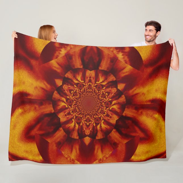 Lotus in Gold Satin Fleece Blanket (In Situ)