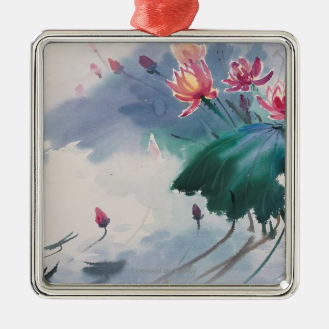 Lotus in the Pond Metal Tree Decoration (Front)