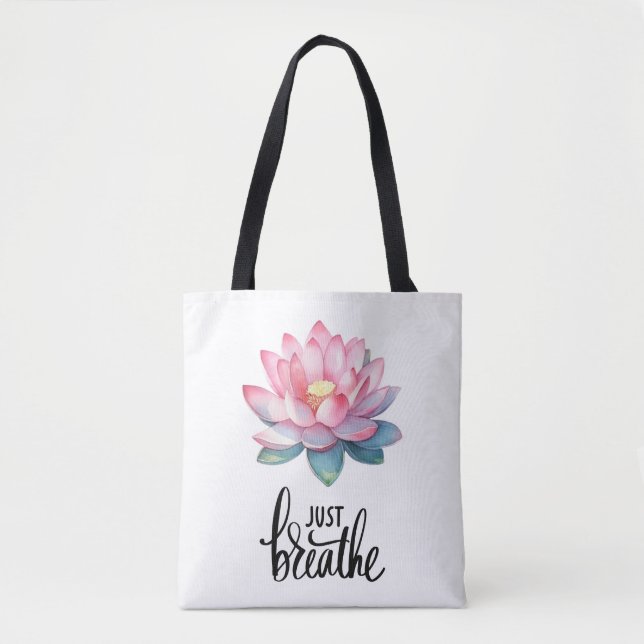 LOTUS JUST BREATHE CANVAS TOTE BAG (Front)