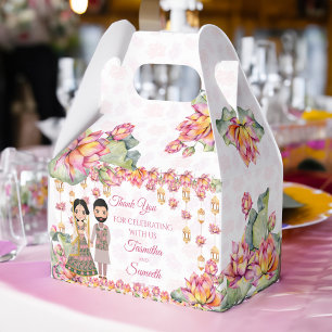 Lotus lanterns Indian mehndi personalised  Favour Box