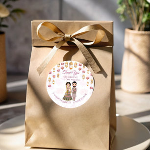 Lotus lanterns Indian wedding personalised favour Classic Round Sticker