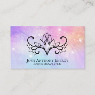 *~* Lotus Lavender Peach Nebula Galaxy Universe Business Card