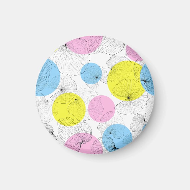Lotus Leaves Colourful Spots Pattern Magnet (Front)