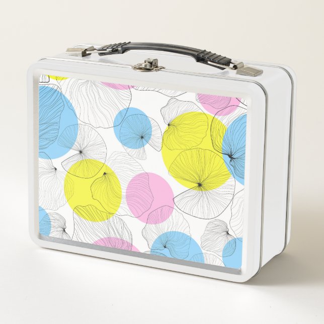Lotus Leaves Colourful Spots Pattern Metal Lunch Box (Front)