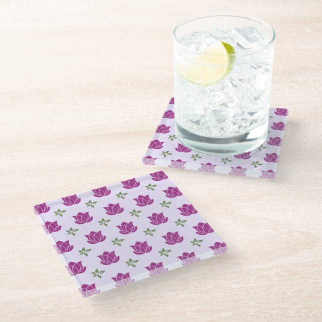 Lotus & Leaves Design Motif Coaster (Angled)