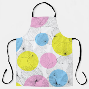 Lotus leaves hand draw outline with colorful spots apron