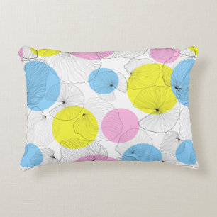 Lotus leaves hand draw outline with colorful spots decorative cushion