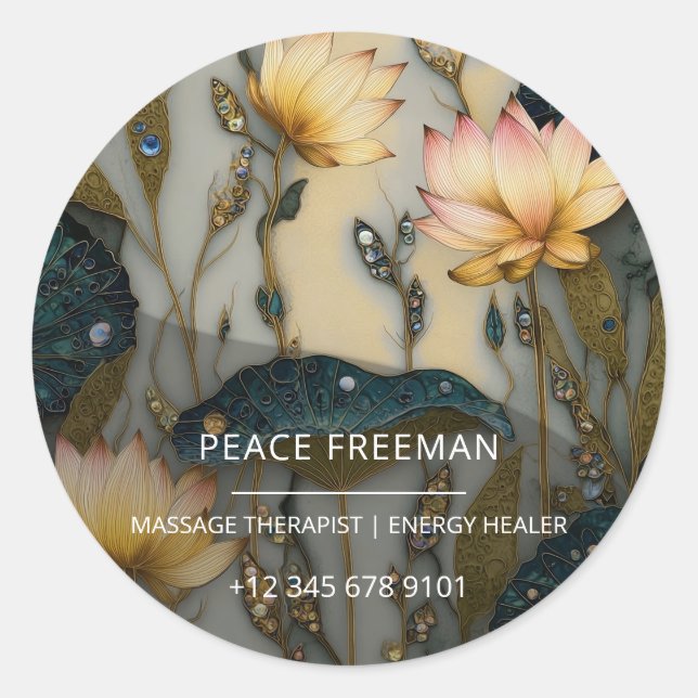 Lotus Light Awakening | botanical Design Classic Round Sticker (Front)