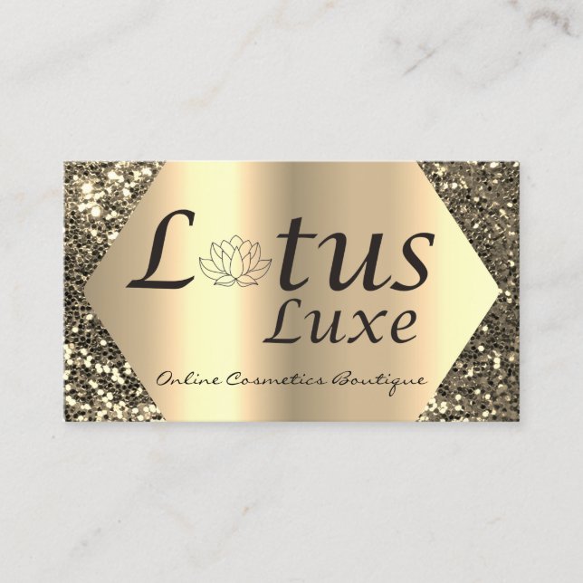 Lotus Lux Makeup Eyebrows Lashes Gold Social Media Business Card (Front)